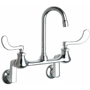 CHICAGO FAUCETS 631-E35RABCP Gooseneck Kitchen Faucet, Manual Faucet Operation, Number of Handles 2, Brass | CD3TDD 48YD73