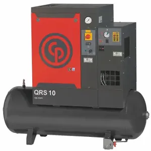 CHICAGO PNEUMATIC QRS 10 HPD Rotary Screw Air Compressor W/Air Dryer, Horizontal, 10 Hp, 31.2 Cfm, 132 Gal Tank | CQ8XBA 40JE58