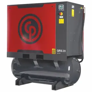 CHICAGO PNEUMATIC QRS 20 HPD Rotary Screw Air Compressor W/Air Dryer, Horizontal, 20 Hp, 69.3 Cfm, 132 Gal Tank | CQ8XBC 40JE39