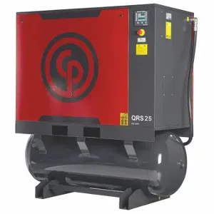 CHICAGO PNEUMATIC QRS 25 HPD Rotary Screw Air Compressor W/Air Dryer, Horizontal, 25 Hp, 84.5 Cfm, 132 Gal Tank | CQ8XBD 40JE28