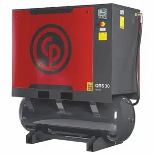 CHICAGO PNEUMATIC QRS 30 HPD Rotary Screw Air Compressor W/Air Dryer, Horizontal, 30 Hp, 97.5 Cfm, 132 Gal Tank | CQ8XBE 40JE75