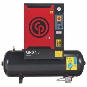 CHICAGO PNEUMATIC QRS 7.5 HP Rotary Screw Air Compressor, Horizontal, 7 1/2 Hp, 21.2 Cfm, 60 Gal Tank | CQ8XBR 40JE80