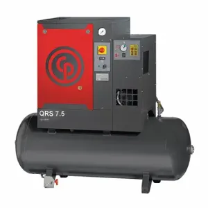 CHICAGO PNEUMATIC QRS 7.5 HPD Rotary Screw Air Compressor W/Air Dryer, Horizontal, 7 1/2 Hp, 21.2 Cfm, 230V AC | CQ8XBH 40JE67