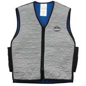 CHILL-ITS BY ERGODYNE 6665 Cooling Vest, Evaporative - Soak, XL, Gray, Nylon, Up to 4 hr, Zipper | CQ8XWJ 3UZJ2