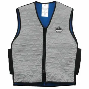 CHILL-ITS BY ERGODYNE 6665 Cooling Vest, Evaporative - Soak, XL, Gray, Nylon, Up to 4 hr, Zipper | CQ8XWJ 3UZJ2