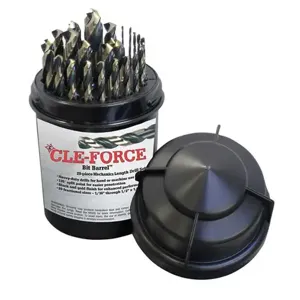 CLE-FORCE C69384 Mechanics Length Drill Set, â€Ž1/16-1/2 Inch Size, 135 Deg. Split Point, HSS, 29Pcs/Set | CL2KBT