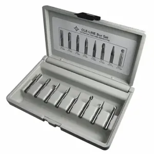 CLE-LINE C17762 Carbide Bur Set, 1/4 Inch Shank Dia, Single Cut, SA-1/SC-1/SD-1/SE-1/SF-1/SG-1/SL-1/SM-2 | CQ8YJM 50AX61