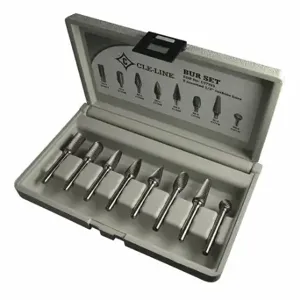 CLE-LINE C17763 Carbide Bur Set, 1/4 Inch Shank Dia, Single Cut, SA-5/SC-5/SD-5/SE-5/SF-5/SG-5/SL-4/SM-5 | CQ8YJN 50AX60