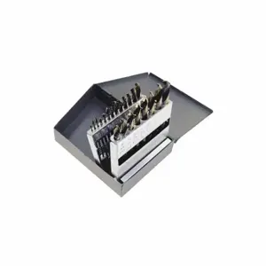 CLE-LINE C21161 Mechanics Length Drill Bit Set, Black Oxide, 135 Deg. Drill Bit Point Angle, Split Point | CQ8YUB 50AX95