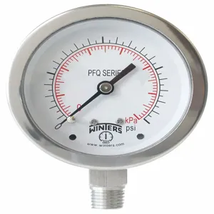 CLE-LINE PFQ138-DRY Pressure Gauge, 0 To 5000 Psi Range, 1/4 MNPT, +/-1.5% Gauge Accuracy | CH6TFN 491F39