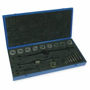 CLEVELAND C00610 Tap and Die Set, 13 Pieces, 1/4 Inch Size-20 Min. Tap Thread Size | CQ9YQC 4ALF2