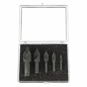 CLEVELAND C00970 Countersink Set, Black Oxide Finish, 1/4 Inch Smallest Body Dia, 5 Pieces | CQ9GMF 445M66