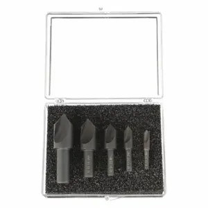 CLEVELAND C00971 Countersink Set, Black Oxide Finish, 1/4 Inch Smallest Body Dia, 5 Pieces | CQ9GMH 445M67