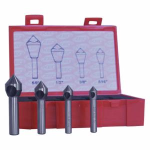 CLEVELAND C94589 Countersink Set, Cobalt, Bright Finish, 5/16 Inch Smallest Body Dia, 4 Pieces | CQ9GLY 445V35