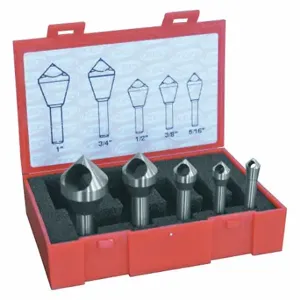 CLEVELAND C94593 Countersink Set, Cobalt, Bright Finish, 5/16 Inch Smallest Body Dia, 5 Pieces | CQ9GMK 445V39