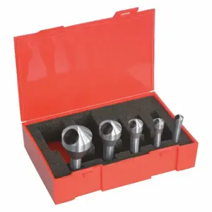 CLEVELAND C94595 Countersink Set, Cobalt, Bright Finish, 5/16 Inch Smallest Body Dia, 5 Pieces | CQ9GMD 445V41