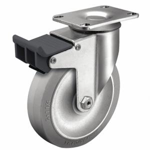 COLSON 2.04256.445 BRK5 Standard Plate Caster, 4 Inch Dia, 5 1/8 Inch Height, Swivel, Rubber, Soft, D | CR2ATE 55FE13