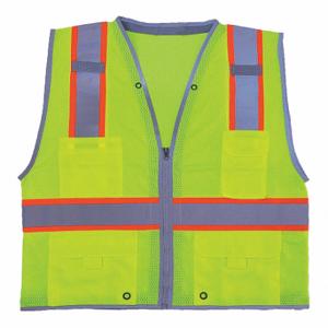 CONDOR 11K780 High Visibility Vest, ANSI Class 2, U, 4XL, Lime, Mesh Polyester, Zipper, Single | CR2CCG