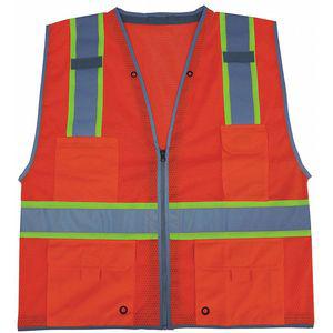 CONDOR 11K788 Orange/Red with Silver Stripe Traffic Vest, Zipper Closure, 5XL | CD2HFU