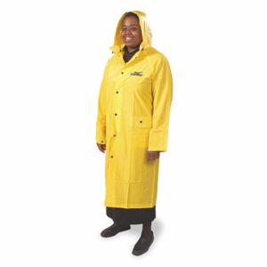 CONDOR 5AZ31 Rain Coat With Detachable Hood, Rain Coat, L, Yellow, Snap, Snap-On Hood, Pvc | CR2DMN
