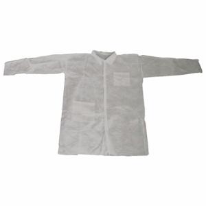 CONDOR 26W798 Disposable Lab Coat, Mandarin Collar, Open Cuff, Polypropylene, White, 2Xl, 25 PK | CR2DCX