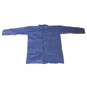 CONDOR 26W857 Disposable Lab Coat, Mandarin Collar, Open Cuff, Polypropylene, Blue, 5Xl, Condor, 25 PK | CR2DBQ