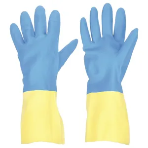 CONDOR 32GM12 Chemical Resistant Gloves L Blue/Yellow PR | AG2VAX