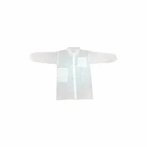 CONDOR 32KF63 Disposable Lab Coat, Mandarin Collar, Elastic Cuff, Polypropylene, White, 30 PK | CR2DAF