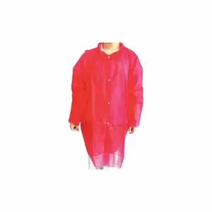 CONDOR 32KF81 Disposable Lab Coat, Mandarin Collar, Open Cuff, Polypropylene, Red, 2Xl, Condor, 30 PK | CR2DCB