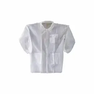 CONDOR 32KF87 Disposable Lab Coat, Mandarin Collar, Elastic Cuff, Polypropylene, White, L, Condor, 30 PK | CR2DAM