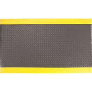 CONDOR 36VL02 Antifatigue Mat Black Yellow Border 4 Feet x 60 Feet | AH7KXY