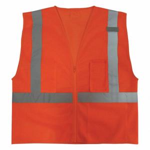 CONDOR 3ZDR8 High Visibility Vest, ANSI Class 2, U, 2XL, Orange, Mesh Polyester, Zipper, Single | CR2BVX