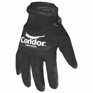 CONDOR 42KZ49 Mechaniker-Handschuhe, Kunstleder, Schwarz, Lederhandfläche, Schwarz, 1 Paar | CR2DJJ