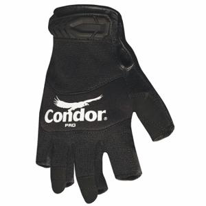 CONDOR 42KZ54 Mechanics Gloves, Synthetic Leather, Black, Leather Palm, Black, 42KZ54, 1 Pair | CR2DJK