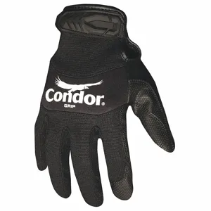 CONDOR 42KZ59 Mechanic Gloves, General Utility, Bicast Leather, S Size, Black | AX3MBT