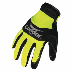 CONDOR 42KZ89 Mechanics Gloves, Synthetic Leather, High Visibility Yellow/Black, Leather Palm, 1 Pair | CR2DJT