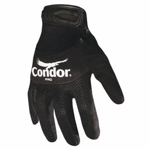 CONDOR 42LA04 Mechaniker-Handschuhe, Kunstleder, Schwarz, Lederhandfläche, 1 Paar | CR2DJG