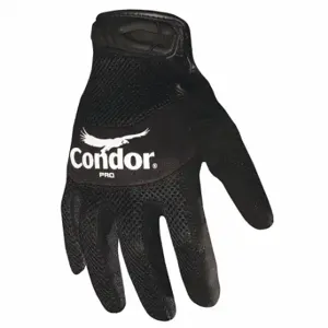 CONDOR 42LA04 Mechanics Gloves, Synthetic Leather, Black, Leather Palm, 1 Pair | CR2DJG