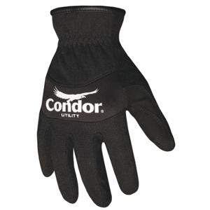 CONDOR 42LA29 Mechaniker-Handschuhe, Kunstleder, Schwarz, Lederhandfläche, Schwarz, 42LA29, 1 Paar | CR2DJP