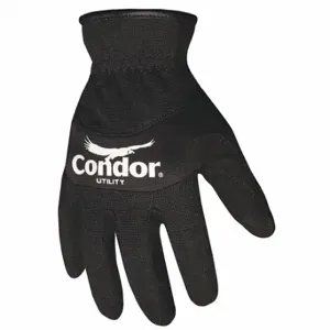 CONDOR 42LA26 Mechanics Gloves, Synthetic Leather, Black, Leather Palm, Black, 42LA26, 1 Pair | CR2DJN