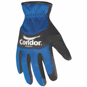 CONDOR 42LA24 Mechanics Gloves, Synthetic Leather, Blue/Black, Leather Palm, 42LA24, 1 Pair | CR2DJQ