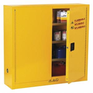 CONDOR 42X498 Flammables Safety Cabinet, 43 Inch Inch x 12 Inch Inch x 44 Inch Size, Yellow, Manual Close, 3 Shelves | CH6JVM