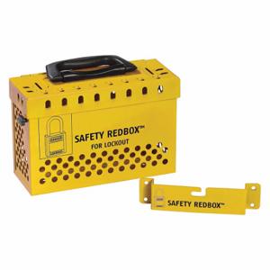 CONDOR 437R33 Group Lockout Box, Steel, Yellow, 6.11 Inch x 9.313 Inch 3.61 Inch, Portable, Hinged | CR2BRR