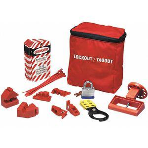 CONDOR 437R67 Portable Lockout Kit, Filled, Electrical Lockout, Bag, Red | CD3UWW