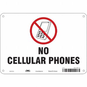 CONDOR 451N76 Safety Sign Cell Phone, No Header, 10 Inch Width, 7 Inch Height, English | CE9LFG