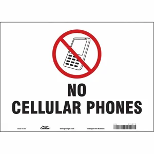 CONDOR 451N79 Safety Sign Cell Phone, No Header, 14 Inch Width, 10 Inch Height, English, Vinyl | CE9LEX