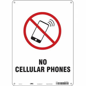 CONDOR 451N81 Safety Sign Cell Phone, No Header, 10 Inch Width, 14 Inch Height, English | CE9LFL