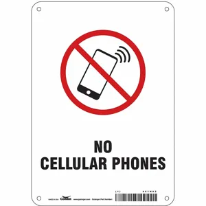 CONDOR 451N82 Safety Sign Cell Phone, No Header, 7 Inch Width, 10 Inch Height, English | CE9LEV