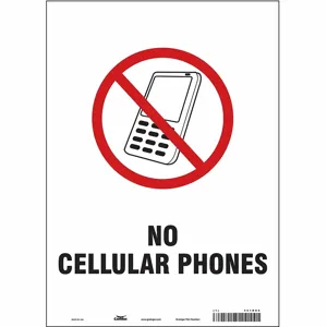 CONDOR 451N86 Safety Sign Cell Phone, No Header, 10 Inch Width, 14 Inch Height, English, Vinyl | CE9LFK