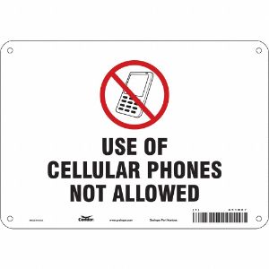 CONDOR 451N95 Safety Sign Cell Phone, No Header, 14 Inch Width, 10 Inch Height, English, Vinyl | CE9LEY